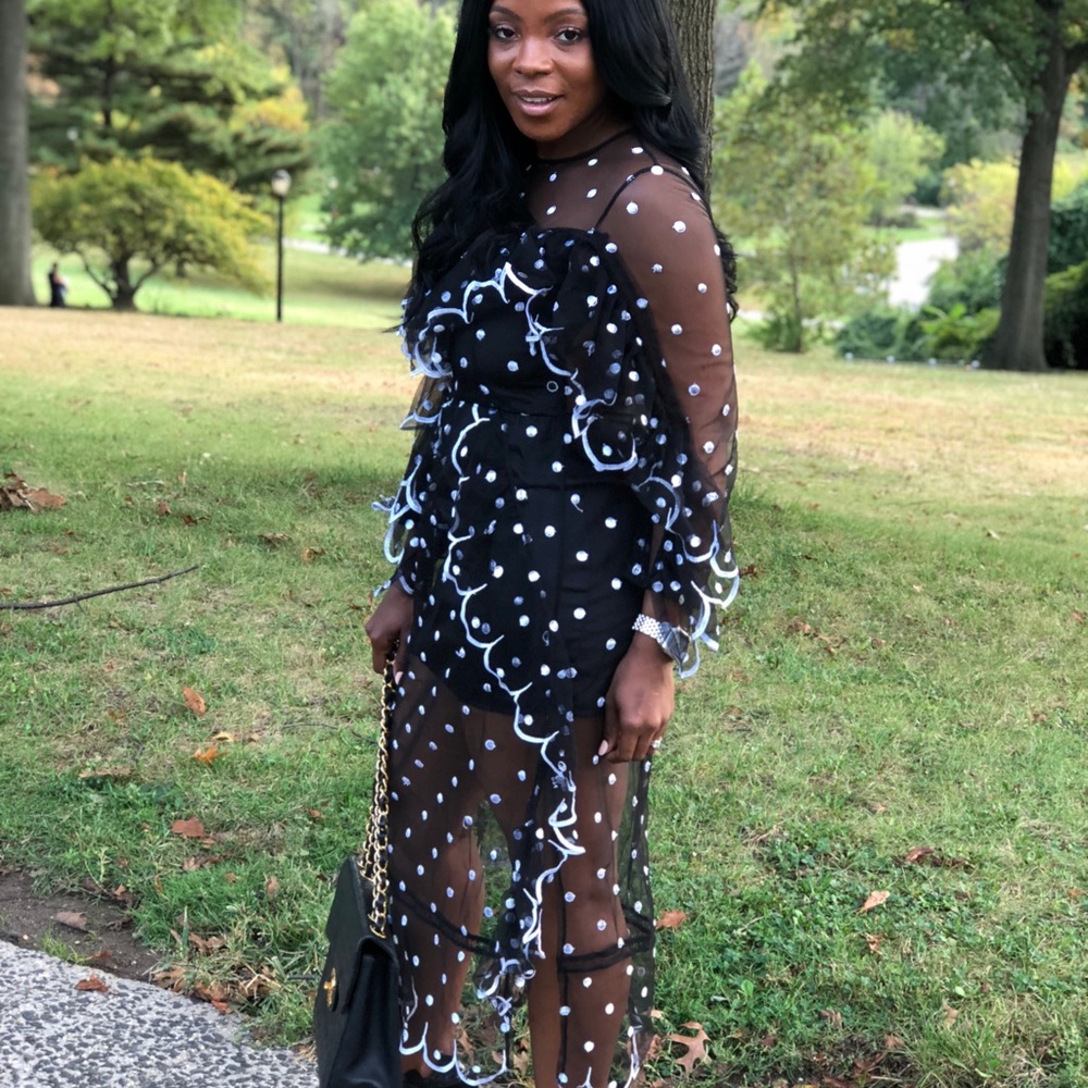 Black and white polkadot dress. Wore only once. - Picture 3 of 4